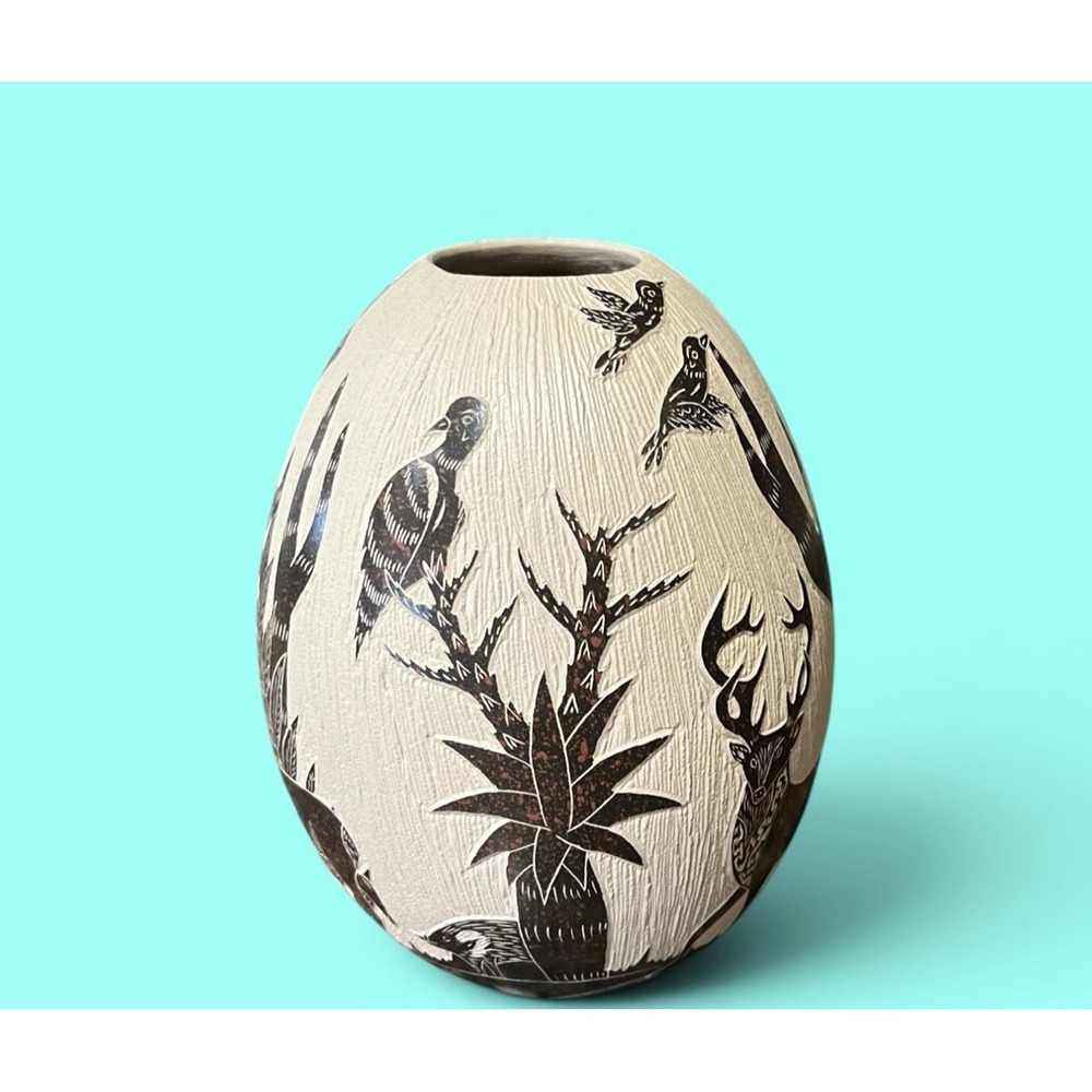 Mata Ortiz Pottery Deer Buck Doe Olla Vase David Bejarano Fine Art Clay Mexican - Picture 6 of 14